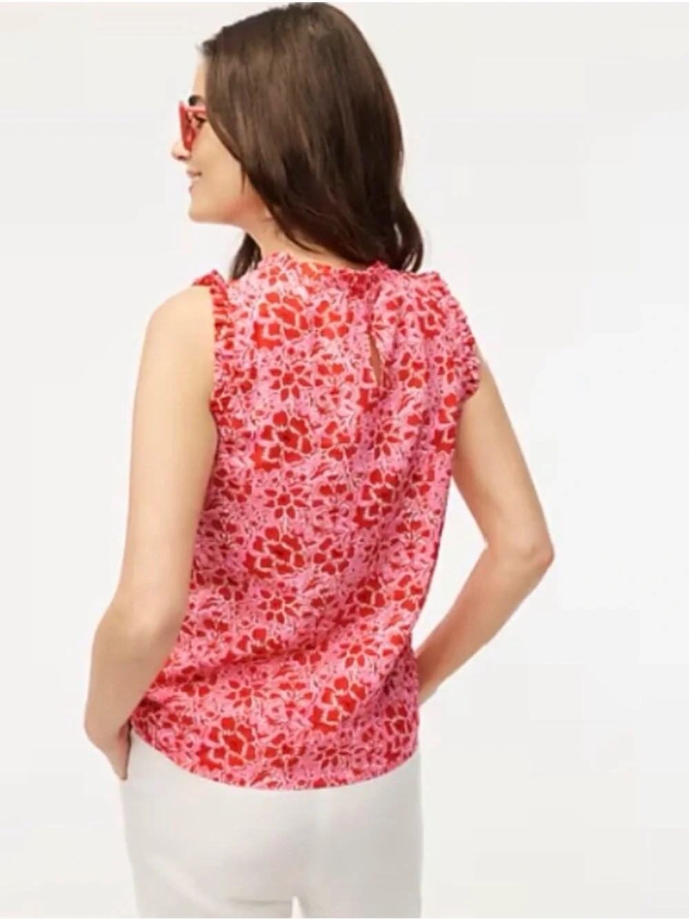 J.Crew Linen blend sleeveless ruffle top